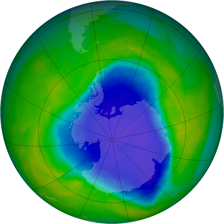 Antarctic ozone map for 25 November 1998